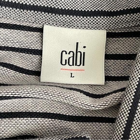Cabi Striped Car Coat Women’s Size L 3/4 Sleeves Navy Gray - Picture 9 of 10